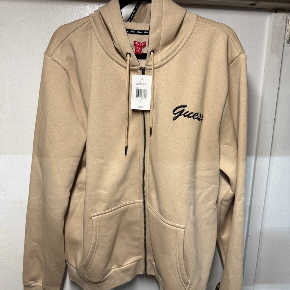 Guess Unisex Beige Hoodie Jacket